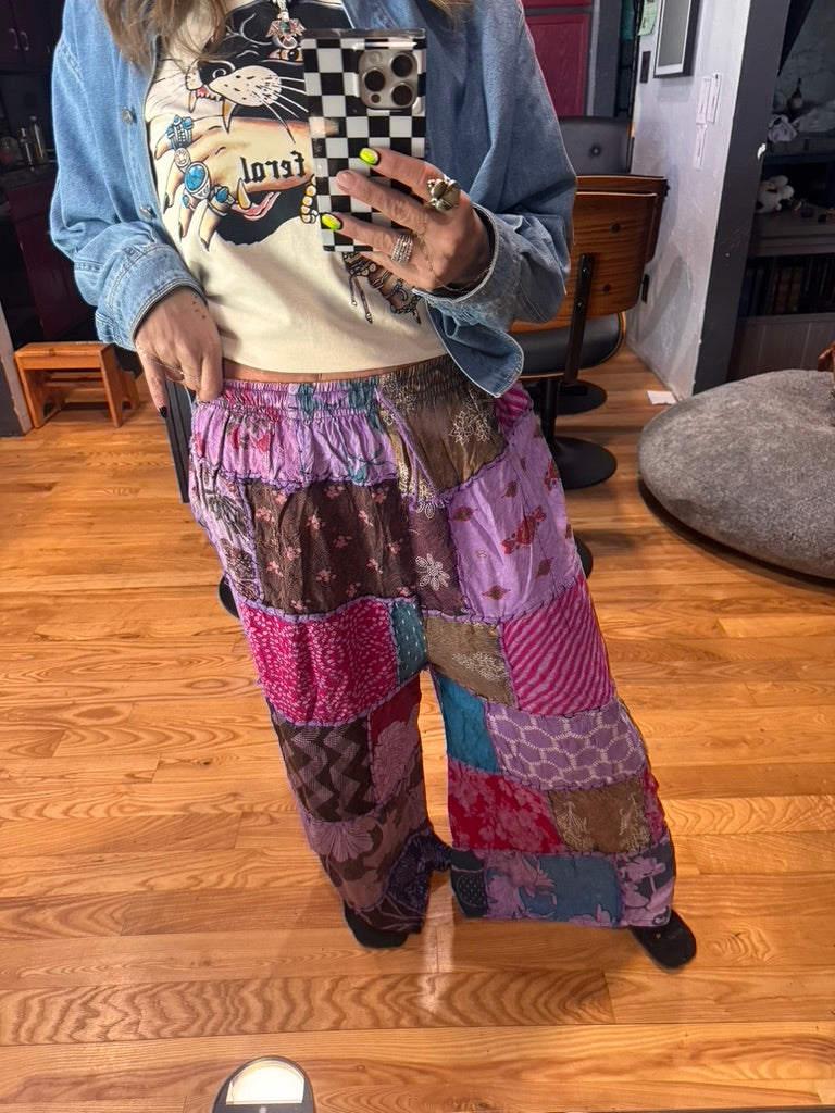 Wide Leg Patchwork Boho Pant