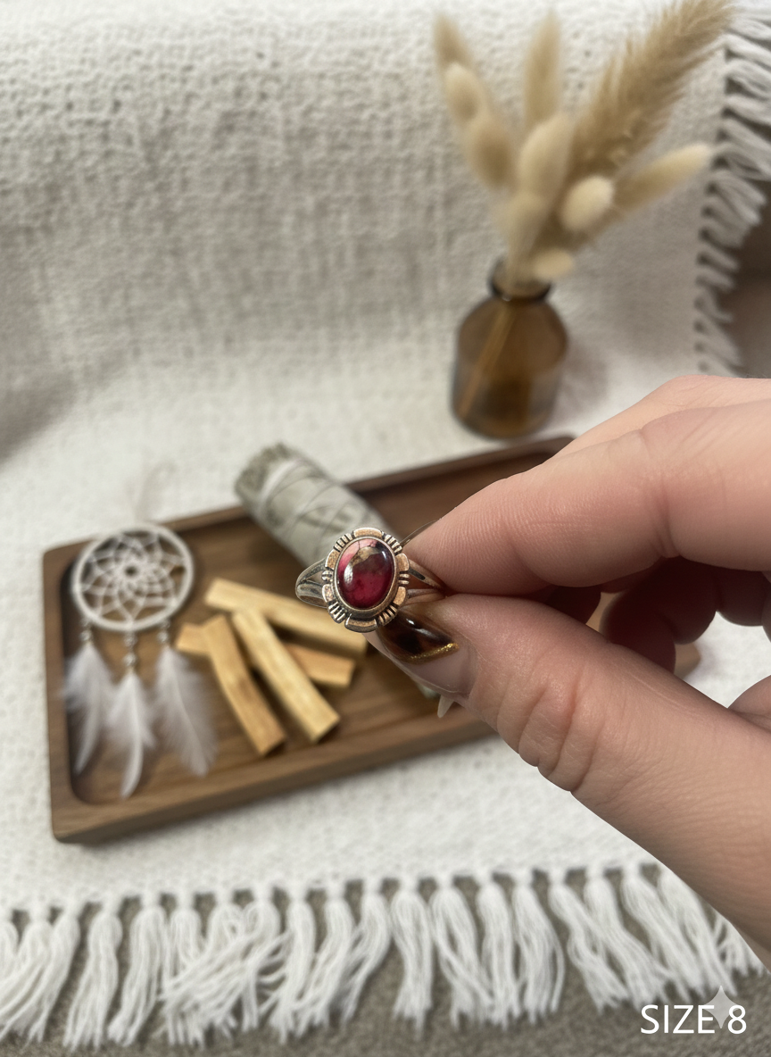 Round Rose Dahlia Ring Size 8