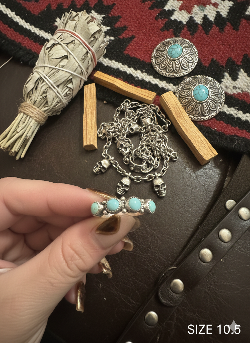 4 Stone Kingman Turquoise Ring size 10.5