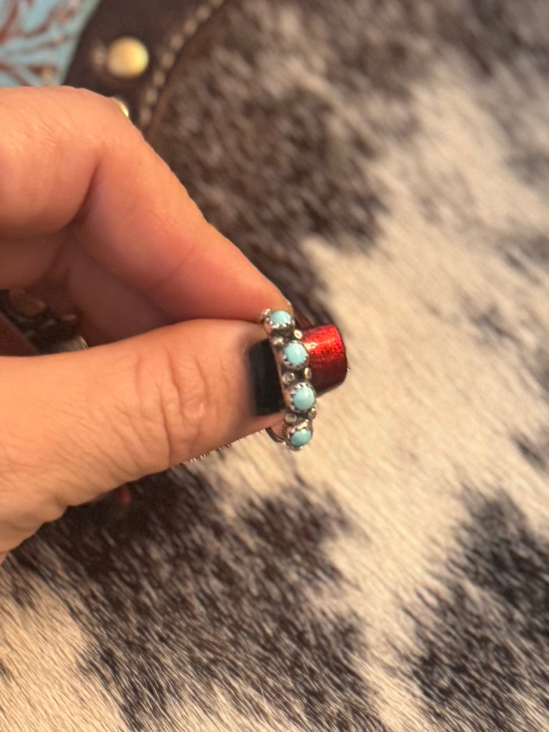 4 Stone Persian Turquoise Ring - Size 7