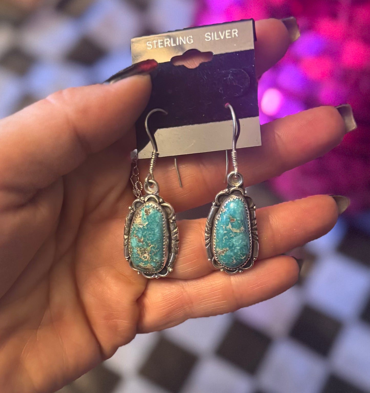 Turquoise Chief Large Dangle Earrings