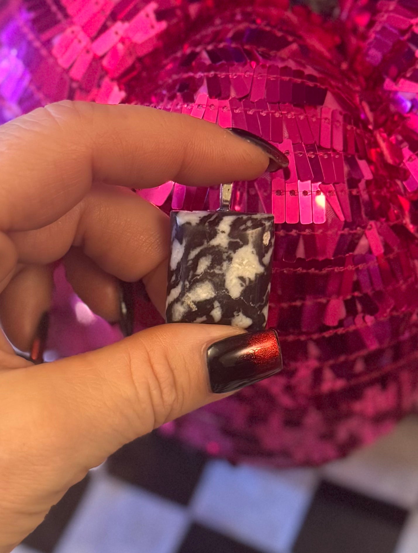 Large Square White Buffalo Pendant