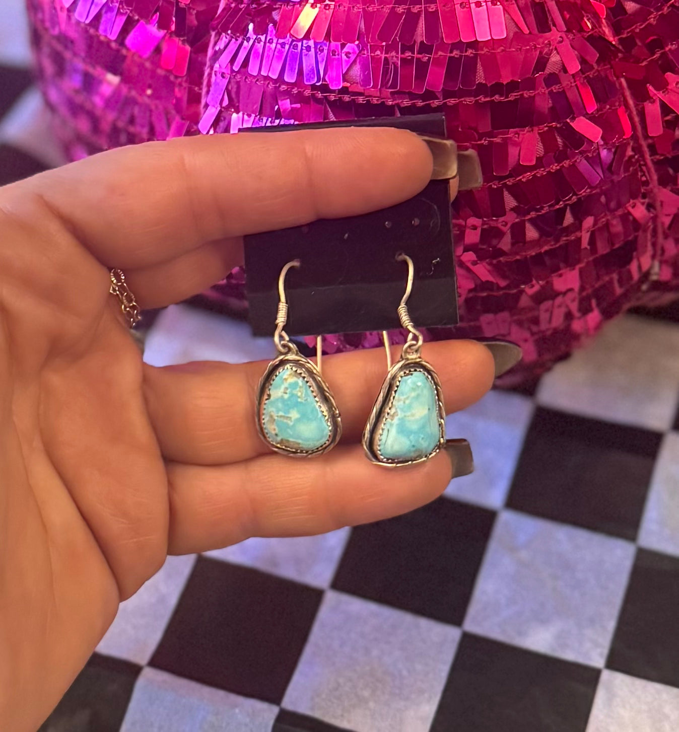 Turquoise Chief Large Stone Dangle Earrings