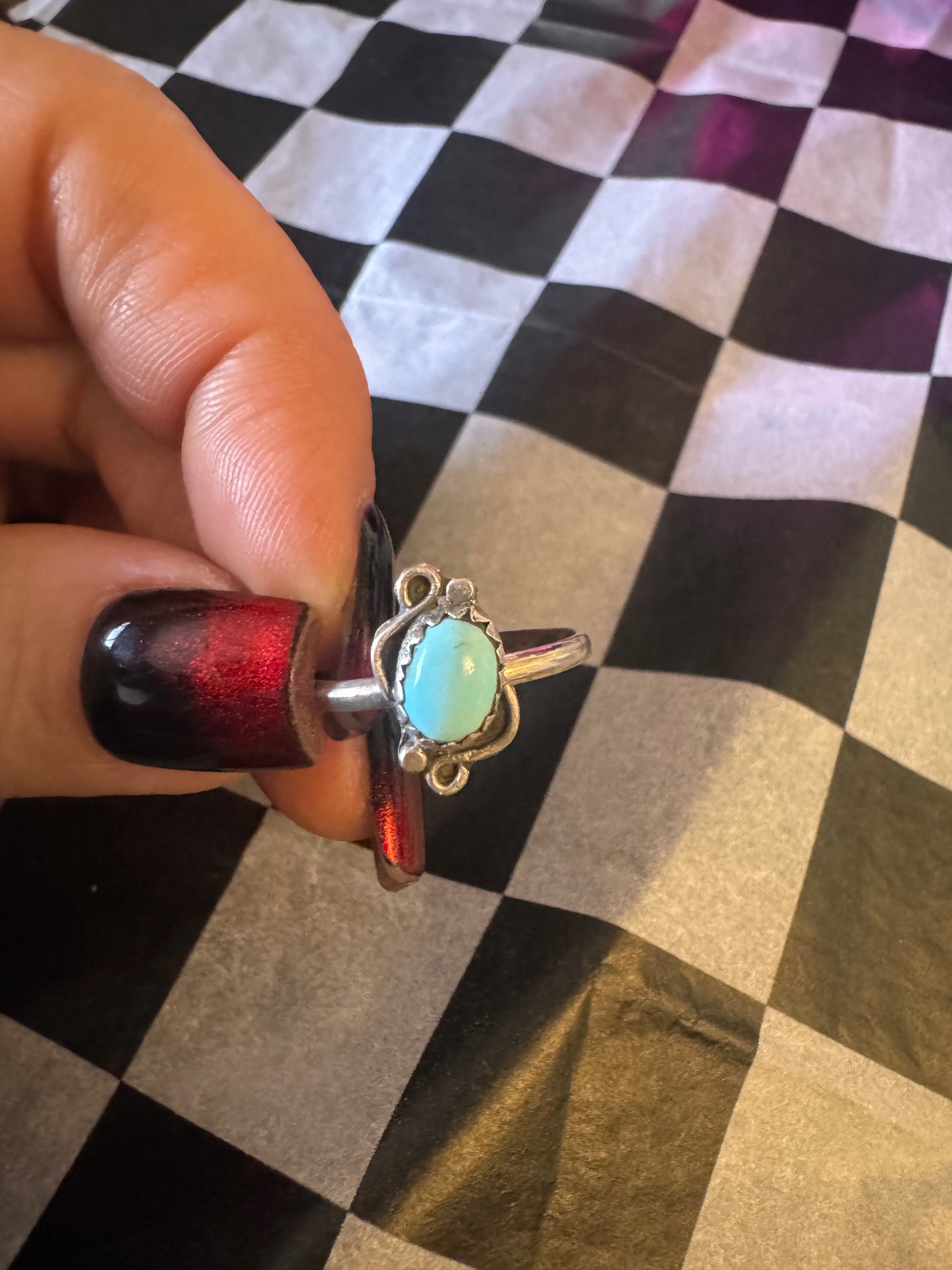 Swirl Oval Persian Navajo Ring - Size 7.5