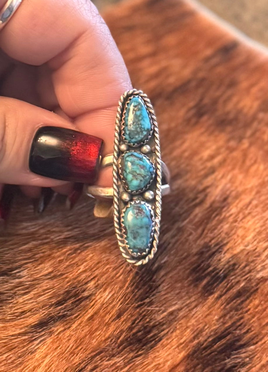 3 Stone Morenci Turquoise Finger Crawler size 9