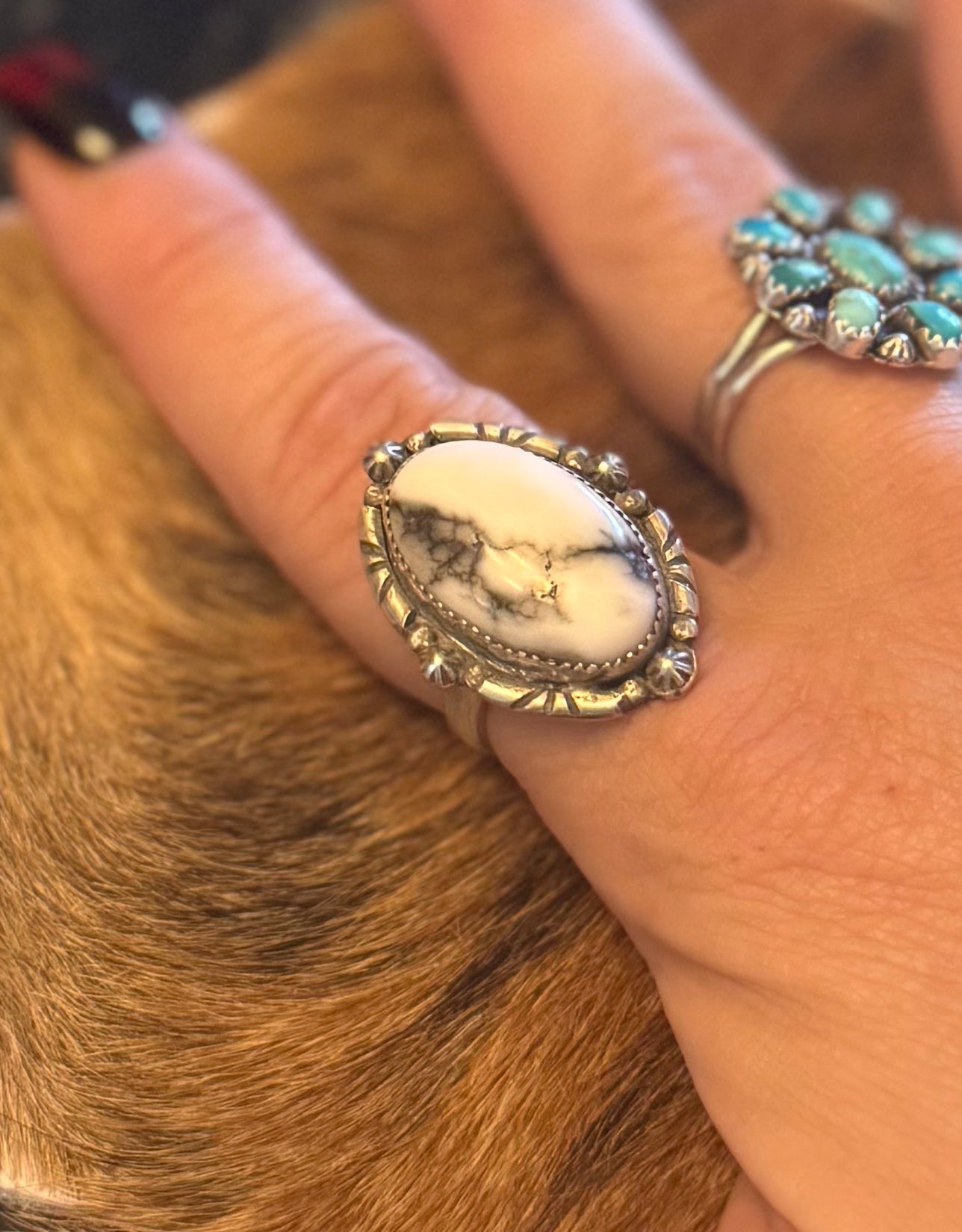 Large White Buffalo Stone - Size 8.5