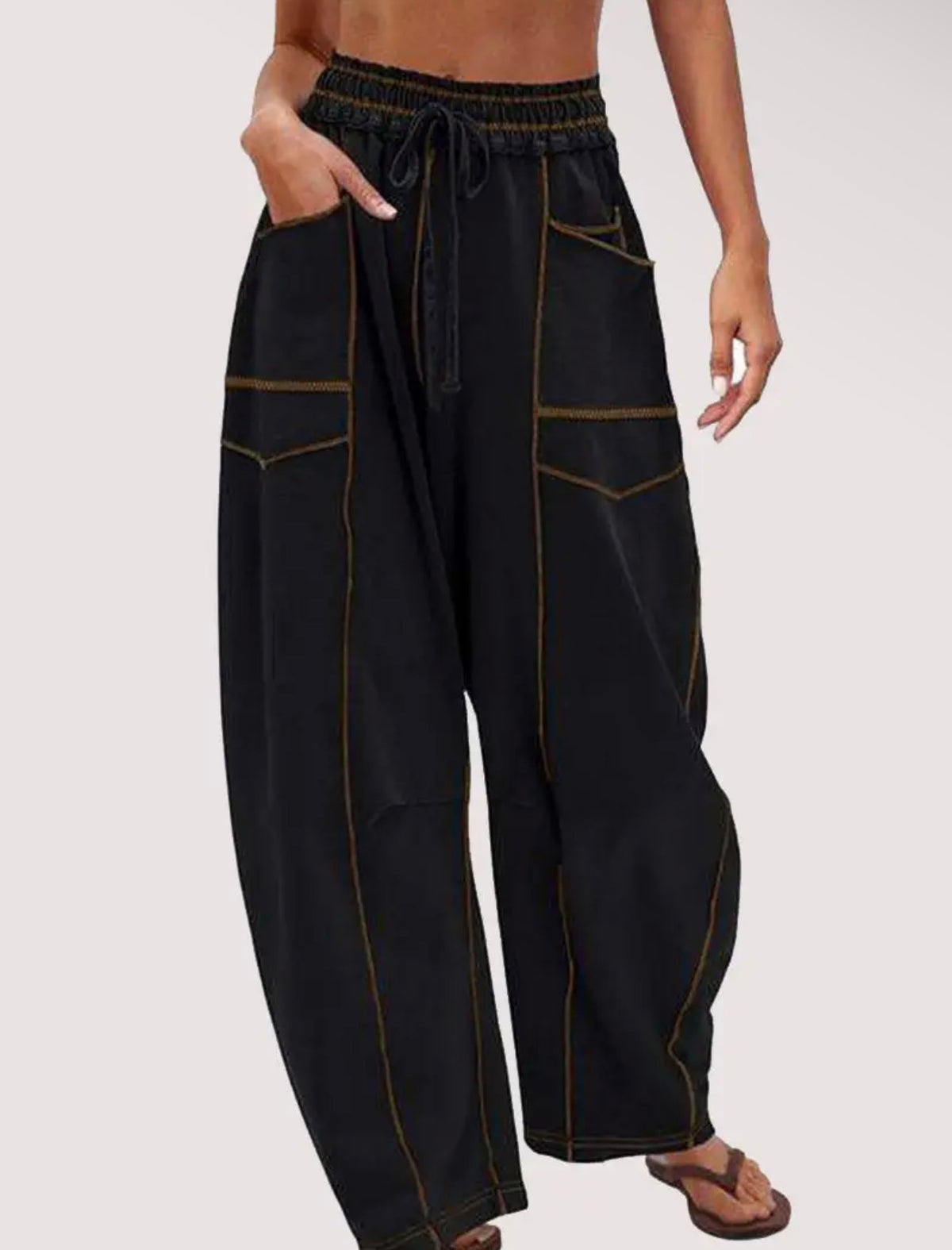 Mccolin Relaxed wide-leg drawstring pants