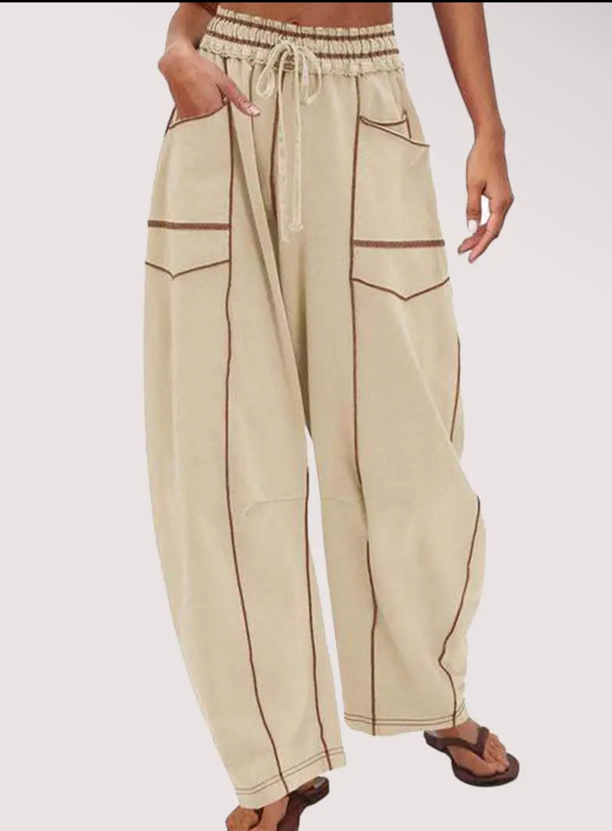 Mccolin Relaxed wide-leg drawstring pants
