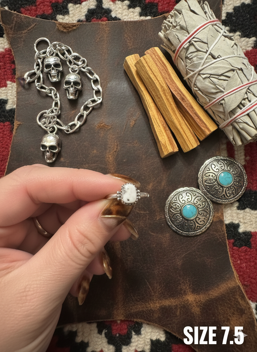 Square White Buffalo Stone - Size 7.5