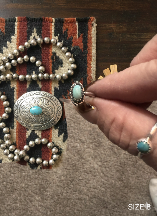 Oval Navajo Persain Ring - Size 8
