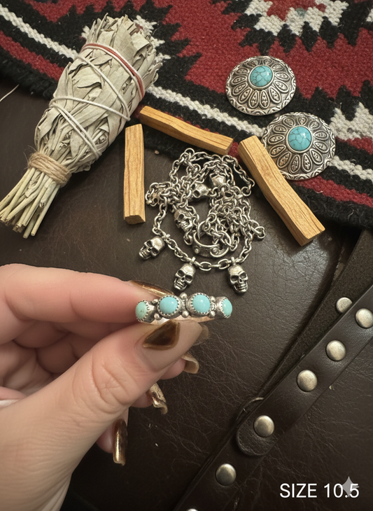 4 Stone Kingman Turquoise Ring size 10.5