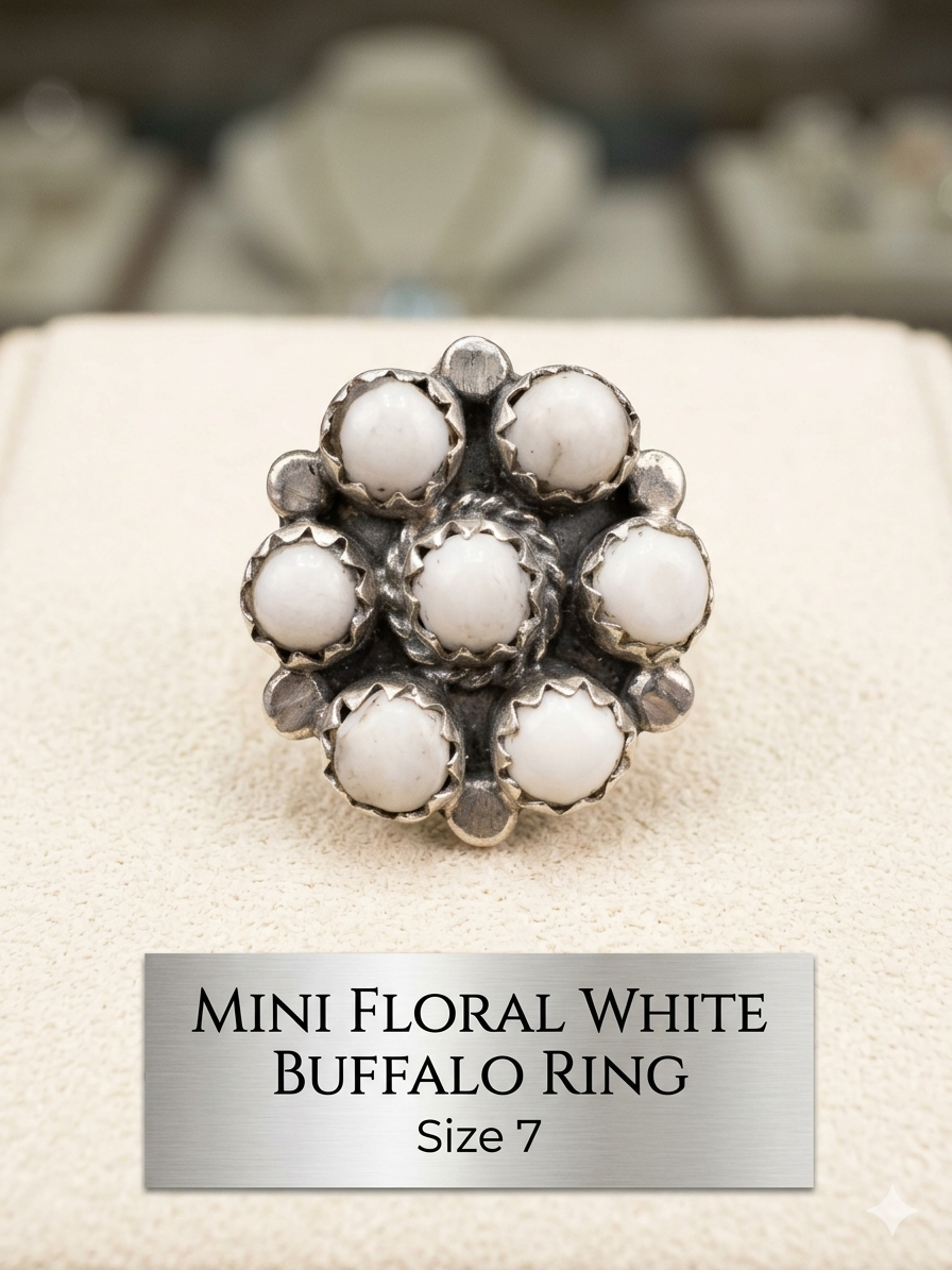 White buffalo floral ring