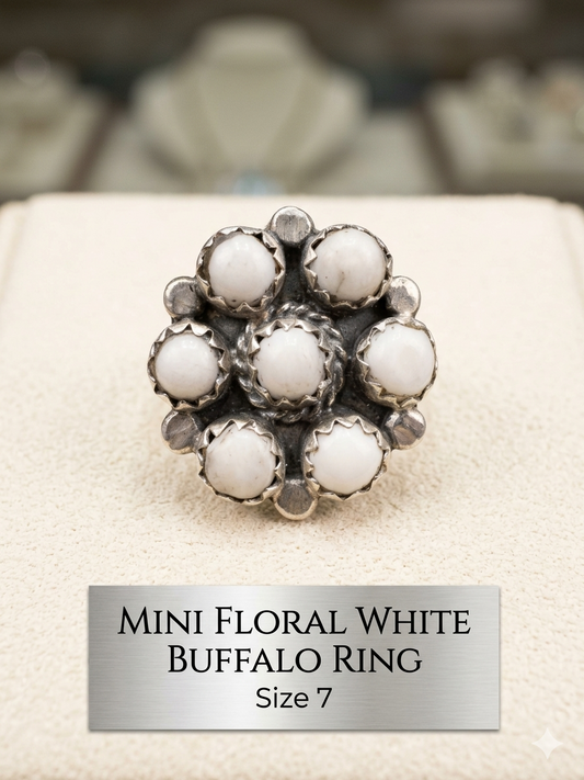 White buffalo floral ring