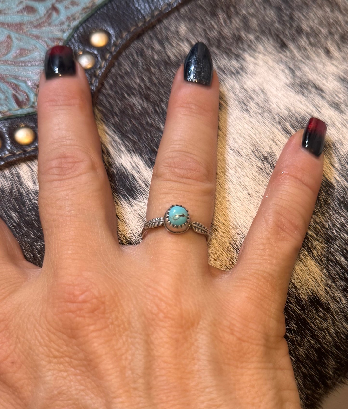 Small Navajo Feather Persian Ring - Size 7