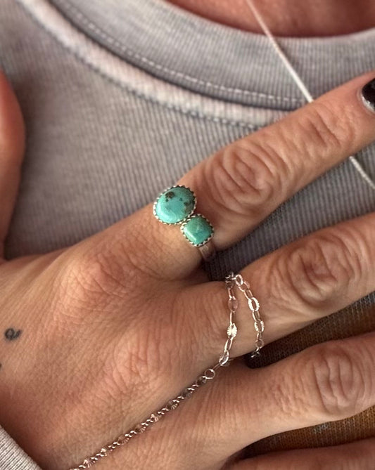 2 Stone Kingman Ring - Adjustable 8 or bigger