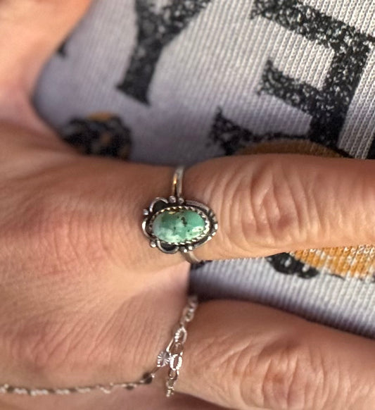 Green Persian Oval Navajo Ring - Size 8