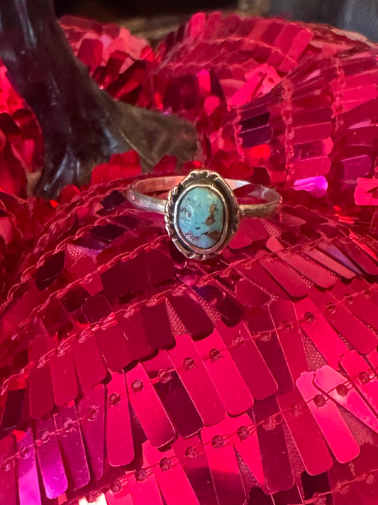 Small Round Morenci Turquoise Ring - Size 7