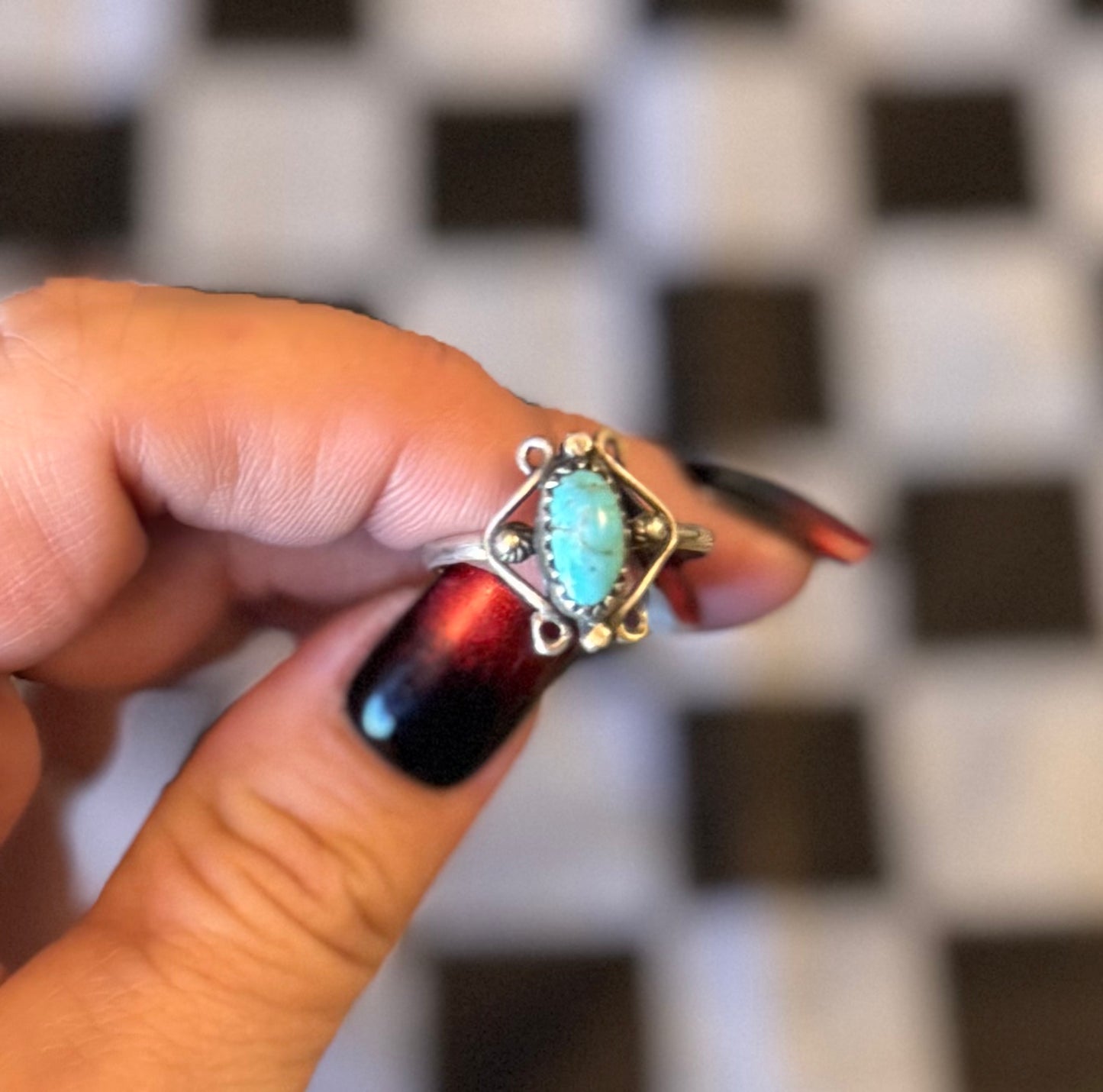 Blue Persian Oval Navajo Ring - Size 9